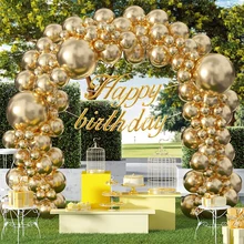 5/10/12/18inch Metallic Gold White Balloon Wedding Arch Kit Oh Baby Shower 16 18 30 Happy Birthday Girl Boy Gender Reveal Party