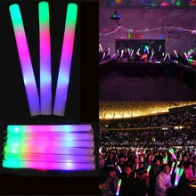 5/10/30/50/100Pcs Bulk Colorful LED Glow Sticks RGB LED Glow Foam Stick Cheer Tube Dark Light Birthday Wedding Party Supplies