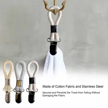 5/10pcs Towel Clips Braided Cotton Loopes With Metal Clamp Multi-purpose Cloth Hangers For Home Bathroom Kitchen Storage Tools