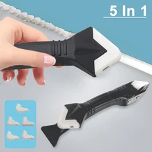 5 In1 Silicone Caulking Tools Stainless Steelhead Grout Remove Scraper Glass Glue Angle Scraper Kit Tools for Kitchen Window
