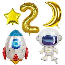 5 PCS Space First Birthday Party Decoration Outer Space First Birthday Gold Color Balloons Space One Banner for Space Theme Baby