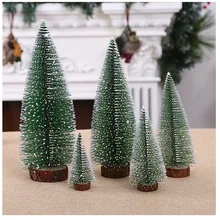 5 Pcs 10cm Miniature Christmas Tree Small Artificial Sisal Snow Landscape Architecture Trees for Christmas Crafts Tabletop Decor