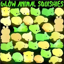 50-5Pcs Glow Kawaii Squishy Toys Cute Animal Antistress Decompression Mochi Toy Soft Sticky Squishi Stress Relief Toy Funny Gift
