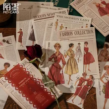 50 pcs Fashion Women dress Vintage Magazine Material Paper Newspaper Diy Scrapbooking Album Planner Collage Junk Journaling