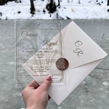 50 pcs Wedding Invitation  Acrylic Invitations  Acrylic Gold Invitations  Minimalist Design  Clear Acrylic Invitation