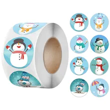 500Pcs/Roll 1/1.5 Inch Christmas Various Snowman Patterns Stickers Envelope Baking Seal Labels Kids Gifts Box Packaging Stickers