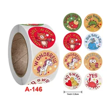500pcs Cute Words Anniaml Stickers for Kids Teacher Reward Stickers School Classroom Supplies 1 inch Round Encourage Stickers