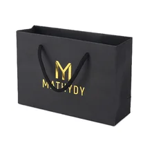 500pcs Wholesale Promotions for Small Business Foil Logo Reusable Design Black Paper Packing Bag