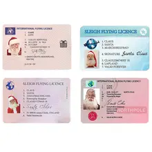 50PC Creative Santa Claus Flight License Card Christmas Eve Driving Licence Christmas Gift For Children Christmas Tree Decor
