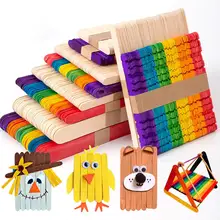 50Pcs/bag Ice Cream Sticks Colorful Sticks Handmade Diy Material Smooth Sticks