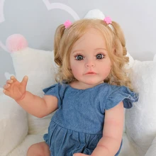 55CM Reborn Toddler Girl Doll3D Dress Up Doll  Silicone Waterproof Bathy Toy Hand-Detailed Paint with Visible Veins for Children