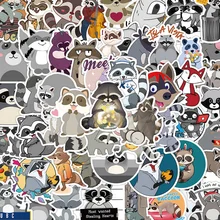 55Pcs Cute Cartoon Little Raccoon Doodle Waterproof Sticker Decorative Luggage Laptop Helmet Skateboard Kids Toys