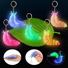 5Pcs Fidget Slug Keychain Glow in Dark 3D Multicolor Snail Sensory Luminous Slug Articulating Stim Toy for Relief Anti-Anxiety