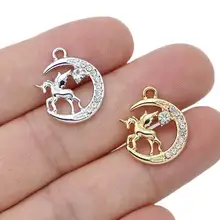 5Pcs Gold Plated Crystal Unicorn Charms Pendant for Jewelry Making Earrings Bracelet Necklace Accessories DIY Findings