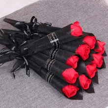 5Pcs Soap Rose Bouquet Valentines Day Gift for Fridend Wedding Bouquet Home Decorations Holding Artificial Rose Flowers