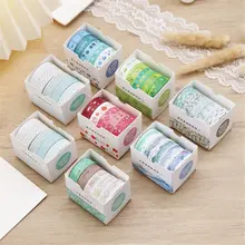 5Rolls/Box Washi Tape Set Adhesive Masking Tape Scrapbooking Diary Paper Message Photo Album Decorative Stationery Supplies