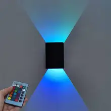 5W RGB LED Up Down Wall Lamp Aluminum Square Led Wall Light Aisle Corridor Dimmable for Garden Porch Staircase Hallway Garage