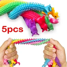 5pc Worm Noodle Stretch String TPR Rope Anti Stress Toys String Autism Vent Toys Decompression Sqishy Toy For Kids Adults Gifts