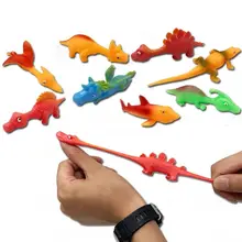 5pcs Antistress Stretchy Flying Gags Catapulted Dinosaur Finger Slingshots Ejection Dinosaur Finger Toys Practical Joke Toys