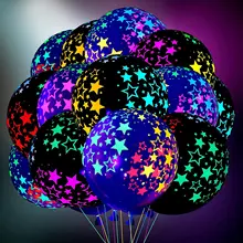 5pcs Happy Birthday Neon Glow Balloons Glow in uv party Fluorescent Balloons for Neon Birthday Glow 80s 90s Theme Party Decor
