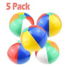 5pcs Inflatable Beach Ball Rainbow Color Pool Party Favors Summer Water Toy Balloon Toy Fun Party Game Summer For Kids gift