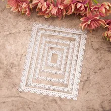 5pcs Metal Rectangular stamp frame cutting dies Stencils for DIY Scrapbooking photo album Decorative Embossing DIY Paper Cards