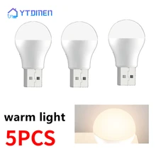 5pcs Mini USB Night Light 5V 1W Super Bright Book Light Reading Lamp for Power Bank/Computer Charging LED Book Lamps