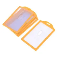 5pcs Yellow Plastic Frame Vertical   Slide ID Card Holder 84mm x 52mm