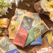 5pcs william morris flower Bookmark Vintage golden plant PVC Matte Reading Book mark Retro Book Page Marker Stationery Supplies