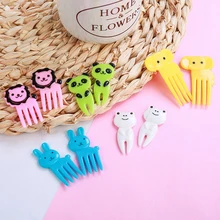 6/8/10pcs Animal Farm Fruit Fork Mini Cartoon Children Snack Cake Dessert Food Fruit Pick Toothpick Bento Lunches Party Decor