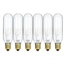 6 Pack 15 /25 Watts T6 Tubular E12 Candelabra Dimmable Himalayan Salt Lamps Incandescent for Exit Sign Ceramic Christmas Tree