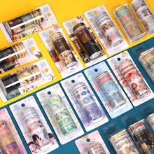 6 Pcs/Set Chinese Style Bronzing Washi Tape Kawaii Journal Scrapbooking Masking Tape Sticker Cute Decoration Stationery Supplies