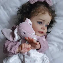 60cm Already Painted Finished Doll Reborn Sue-sue Girl 3D Skin Visible Veins Rooted Hair Cuddly Soft Body Doll Without Clothes