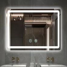 60x80cm 70x90cm Smart Bluetooth Rectangular Makeup Bathroom Mirror High Quality Refection three Color LED Bathroom Mirror