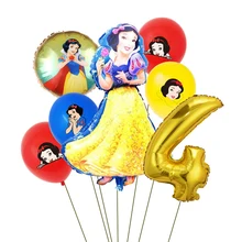 6PCS/set Disney Snow White Princess Theme Balloon Happy Birthday Party Decorations Supplies Aluminum Foil Balloons Baby Shower