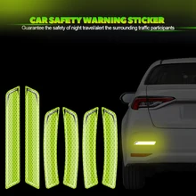 6Pcs Car Safety Warning Sticker Mark Night Car Reflective Stickers Tape Bumper High Reflective Strips Exterior Accessories