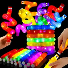 6Pcs Luminous Tubes Sensory Toy Stress Relieve Squeeze Toys Stress Relief Educational Antistress LED Light Fidget Toys Kid Gifts