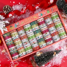 6Pcs Washi Tape Set Gold Foil Christmas Masking Tape Journal Supplies Washitape Stationery Scrapbook Decorative Adhesive Tape