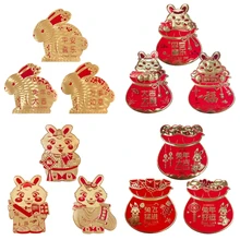 6pcs 2023 Chinese Rabbit Year Red Envelopes Spring Festival Hongbao Money Bag