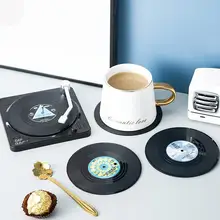 6pcs Retro Vinyl Record Cup Coaster Anti-slip Coffee Coasters Heat Resistant Music Drink Mug Mat Table Placemat Home Decor Gifts