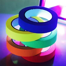6pcs/Set UV Gaffer Fluorescent Tape Blacklight Reactive Glow In The Dark Tape Neon Cloth Tape Warning Home Party  Decoration