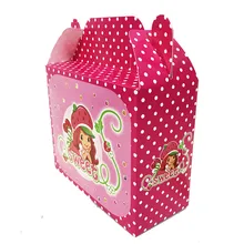 6pcs Shortcake Strawberry Theme Gift Boxes Birthday Party Decorations Strawberry Party Supplies Shortcake Theme Candy Boxes