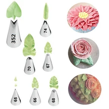 7 Styles Leaves Cream Tips Stainless Steel Icing Piping Nozzles Cupcake Pastry Nozzles Set Fondant Cake Decorating Baking Tools