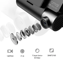 70mai A800S 4K UHD Dash Cam 2160P Resolution Dash Camera Support GPS ADAS 24H Parking Surveillance 140FOV Rear Camera DualVision