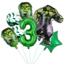 7pcs Superhero hulk Foil Balloons Number 2 3 4 5 Balloon Birthday Party Decorations Super hero Boy Kids Toys baby shower Globos