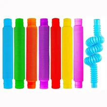 8 Pcs Colorful Telescopic Pop Tubes Fidget Toys Stretching Corrugated Tube Children Adult Stress Anxiety Relief Toy