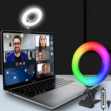 8 inch Ring Light With Clamp Usb Charge Selfie Led Lamp Dimmable LEDs Photography Light Video Meeting Makeup Live Show Light
