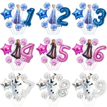 8PCS Disney Frozen Balloon set Princess Elsa Anna Olaf Number Foil Globos Birthday Party Decoration Kid Party Wedding Balls Toy