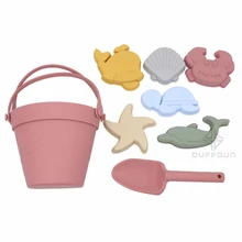 8pcs Portable Summer Silicone Beach Bucket Child Toy Eco-friendly Kawaii Animal Sand Bucket Tool Water Park Suit For Boys Gifts