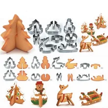 8pcs/set Stainless Steel 3D Christmas Cookie Cutters Cake Cookie Mold Fondant Cutter DIY Baking Tool